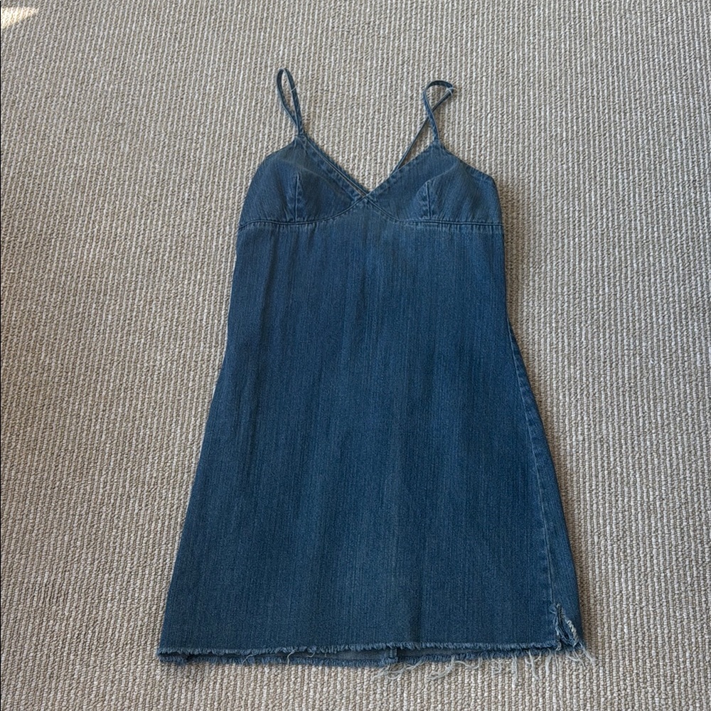 Y2K Blue Denim Spaghetti Strap Dress